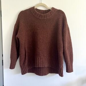 Old Navy Petite Thick Brown Oversized Crewneck Sweater